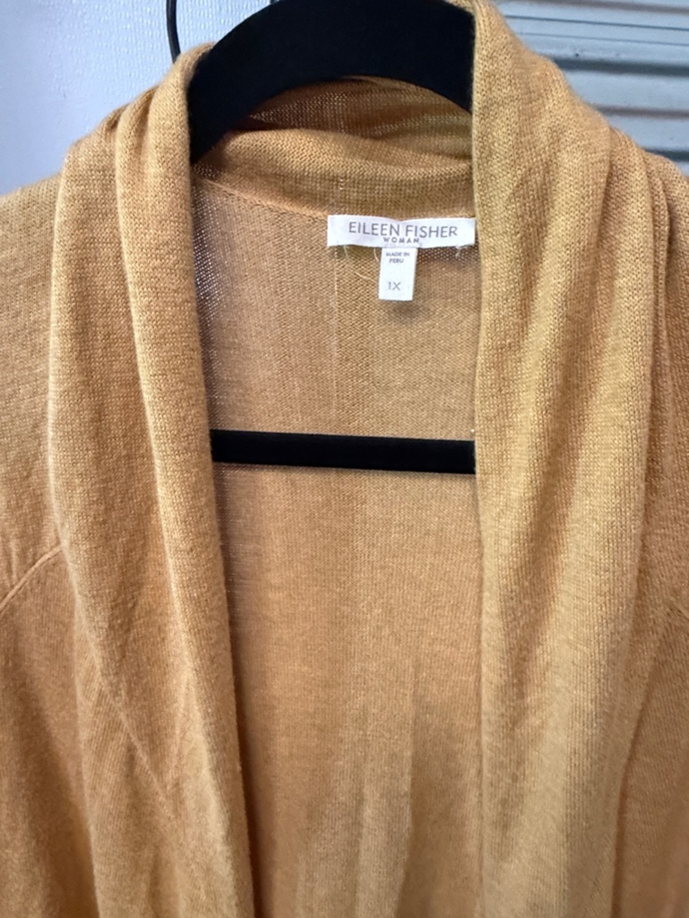 Eileen Fisher Golden Mustard Shawl Collar Cardigan